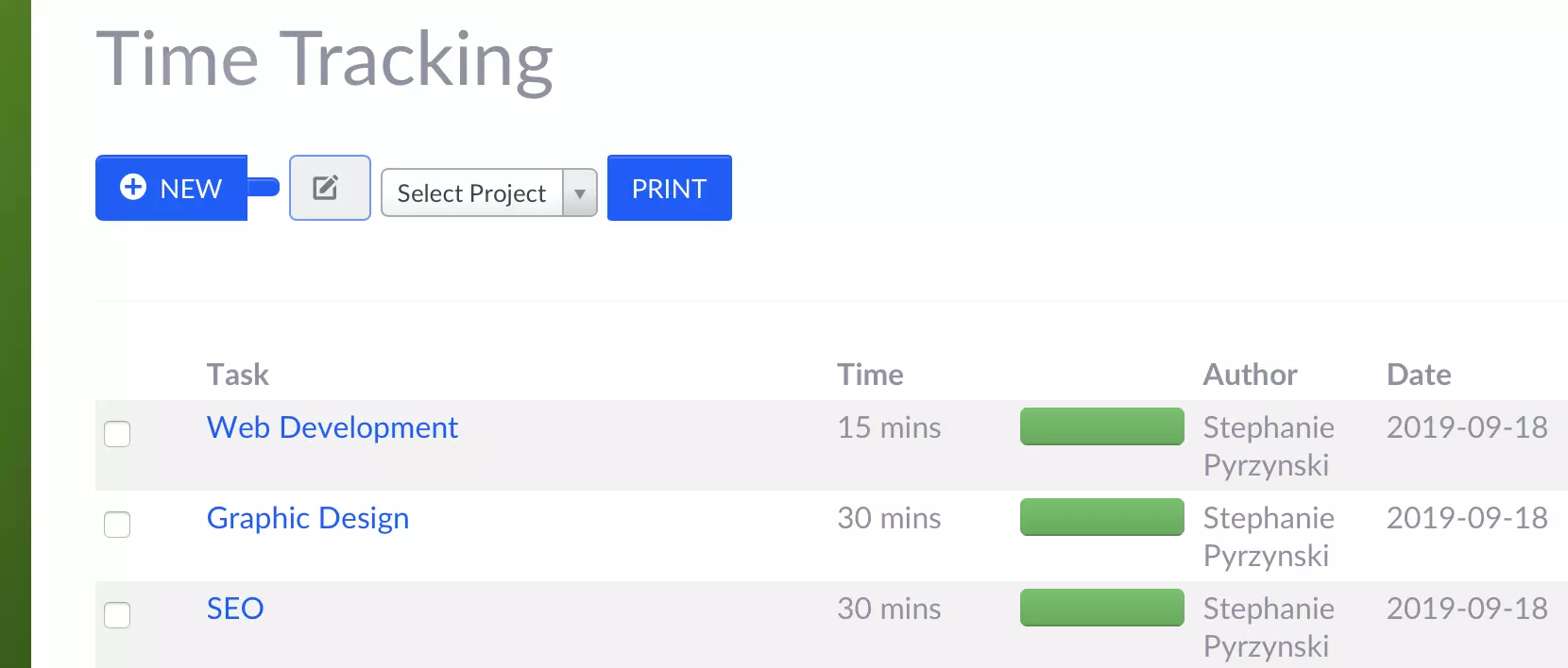Project Management and Time Tracking Reporting
