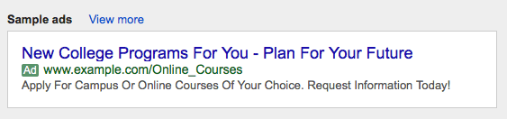 Google Expanded Text Ad Example