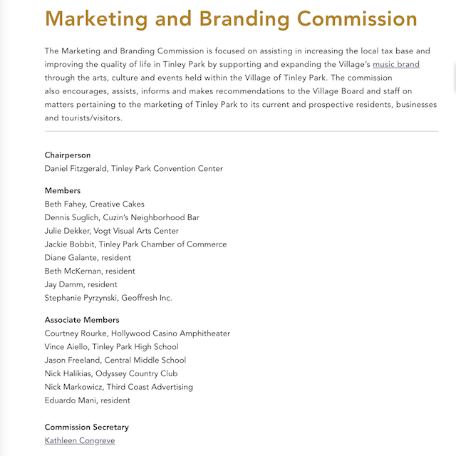 Stephanie Pyrzynski On Tinley Park Marketing And Branding Committee