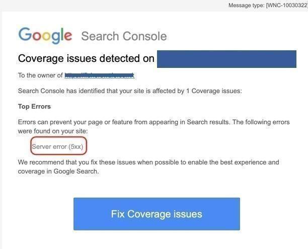 Website Google Search Console Fail